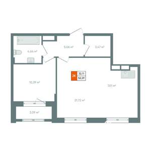 2-к квартира, вторичка, 55м2, 12/14 этаж