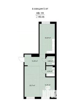 2-к квартира, вторичка, 82м2, 5/9 этаж