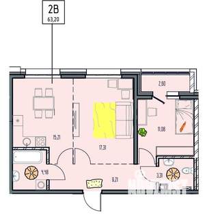 2-к квартира, вторичка, 63м2, 13/18 этаж