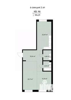 2-к квартира, вторичка, 84м2, 2/9 этаж