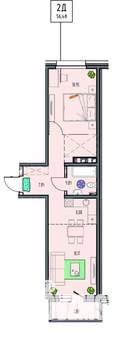 2-к квартира, вторичка, 56м2, 6/14 этаж