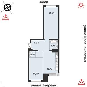 2-к квартира, строящийся дом, 69м2, 3/14 этаж