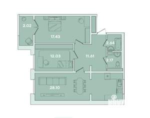 2-к квартира, вторичка, 78м2, 15/16 этаж