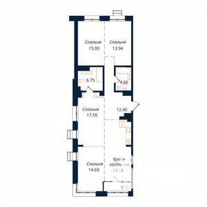 4-к квартира, строящийся дом, 109м2, 9/18 этаж