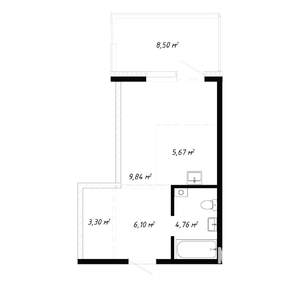 1-к квартира, вторичка, 32м2, 1/19 этаж