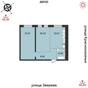 2-к квартира, строящийся дом, 65м2, 2/14 этаж