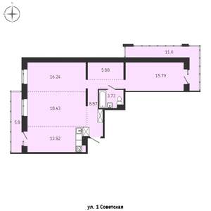 3-к квартира, строящийся дом, 100м2, 9/15 этаж