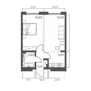 1-к квартира, строящийся дом, 45м2, 17/19 этаж
