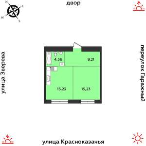 1-к квартира, строящийся дом, 44м2, 3/9 этаж