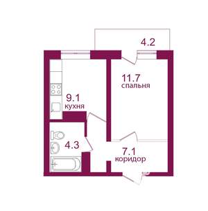 1-к квартира, строящийся дом, 36м2, 12/12 этаж