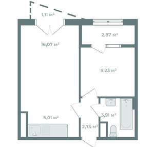 1-к квартира, вторичка, 41м2, 11/19 этаж