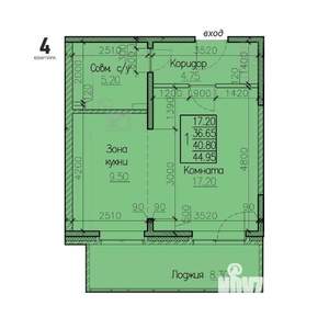 1-к квартира, строящийся дом, 41м2, 1/15 этаж