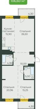 Студия квартира, вторичка, 107м2, 6/10 этаж