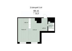 1-к квартира, строящийся дом, 54м2, 4/11 этаж