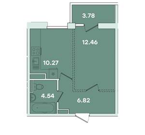 1-к квартира, вторичка, 38м2, 7/14 этаж