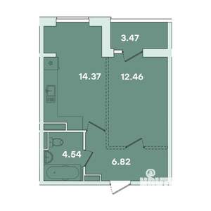 1-к квартира, вторичка, 42м2, 16/16 этаж