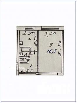 1-к квартира, вторичка, 31м2, 3/5 этаж