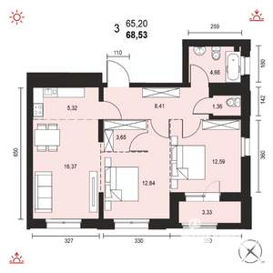 3-к квартира, вторичка, 69м2, 9/14 этаж