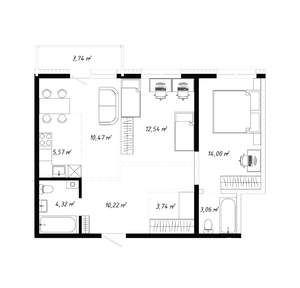 3-к квартира, вторичка, 68м2, 19/19 этаж