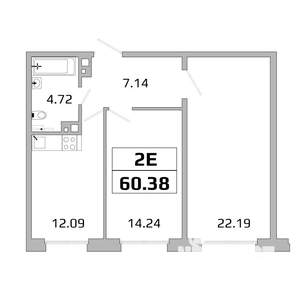 2-к квартира, вторичка, 60м2, 7/16 этаж