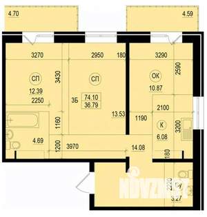 2-к квартира, вторичка, 74м2, 11/15 этаж
