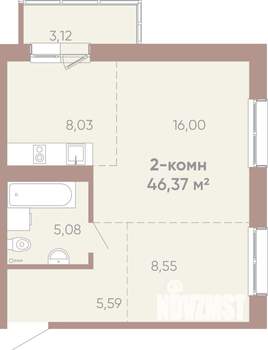 2-к квартира, вторичка, 46м2, 5/14 этаж