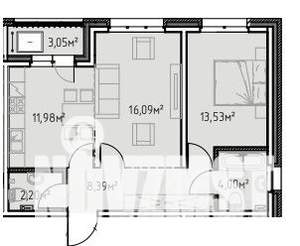 2-к квартира, вторичка, 59м2, 10/13 этаж