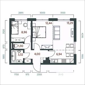 2-к квартира, вторичка, 54м2, 5/19 этаж