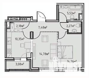 2-к квартира, вторичка, 60м2, 2/13 этаж