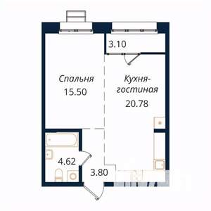 1-к квартира, строящийся дом, 48м2, 18/18 этаж