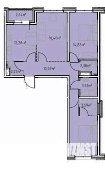 3-к квартира, вторичка, 83м2, 2/13 этаж