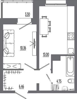 1-к квартира, вторичка, 37м2, 2/16 этаж