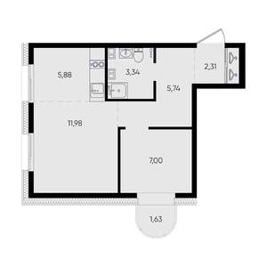 2-к квартира, вторичка, 38м2, 5/14 этаж