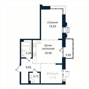 2-к квартира, строящийся дом, 71м2, 15/18 этаж