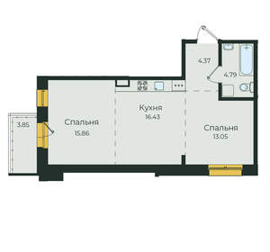 2-к квартира, вторичка, 58м2, 17/19 этаж