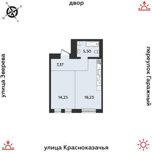 1-к квартира, строящийся дом, 45м2, 2/9 этаж
