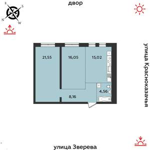 2-к квартира, строящийся дом, 65м2, 3/14 этаж