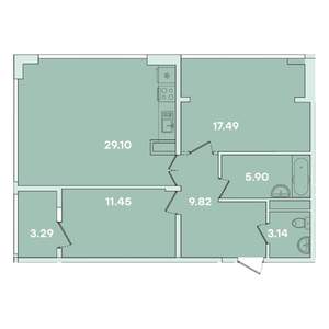 2-к квартира, вторичка, 80м2, 8/16 этаж
