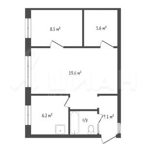 3-к квартира, вторичка, 48м2, 1/5 этаж