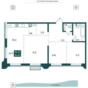 3-к квартира, вторичка, 85м2, 3/20 этаж