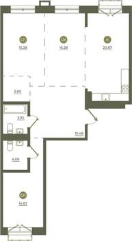 3-к квартира, вторичка, 95м2, 8/9 этаж