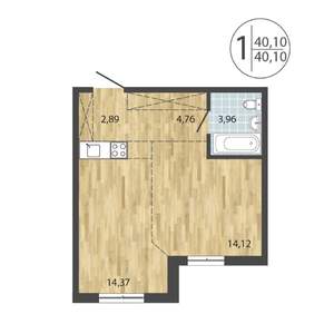 1-к квартира, вторичка, 40м2, 1/19 этаж