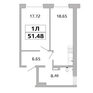 1-к квартира, вторичка, 51м2, 12/16 этаж