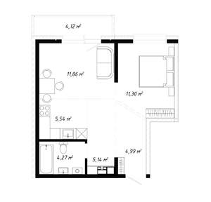 2-к квартира, вторичка, 47м2, 14/19 этаж