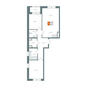 3-к квартира, вторичка, 65м2, 14/14 этаж