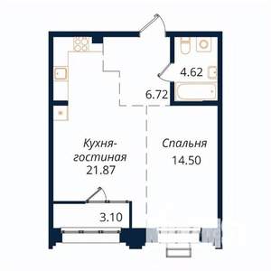 1-к квартира, строящийся дом, 51м2, 3/18 этаж