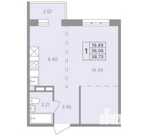 1-к квартира, вторичка, 39м2, 4/4 этаж
