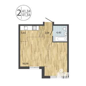 2-к квартира, строящийся дом, 41м2, 1/19 этаж