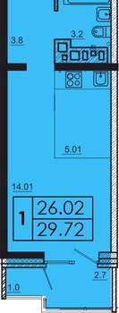 1-к квартира, вторичка, 30м2, 12/16 этаж