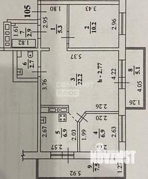 3-к квартира, вторичка, 58м2, 14/17 этаж